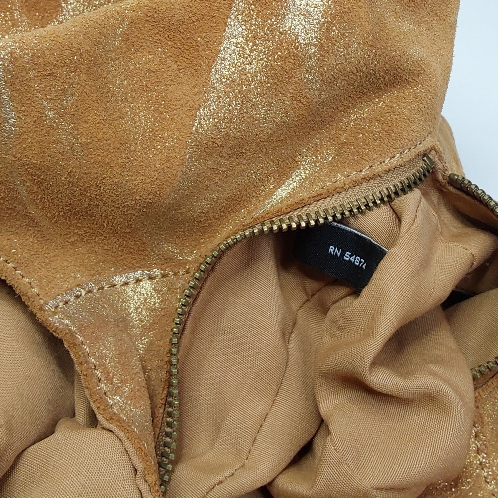 'THE LIMITED' GOLDEN GODDESS LEATHER HOBO STUDDED SHOULDER BAG TOP-ZIP - Picture 8 of 15
